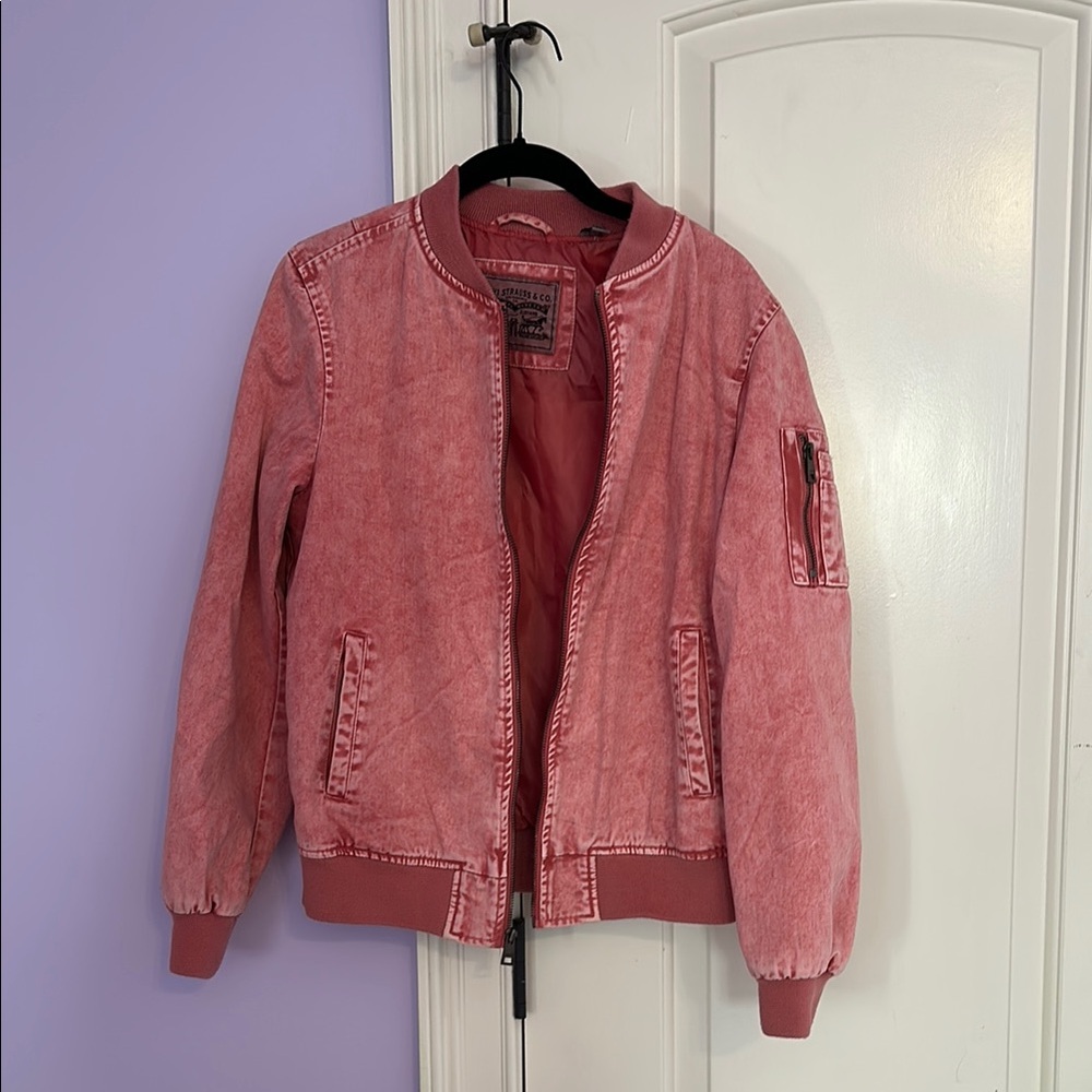 Washed Pink Bomber Jacket